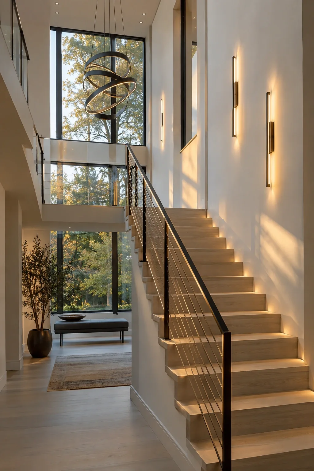Illustrative finished stairwell lighting